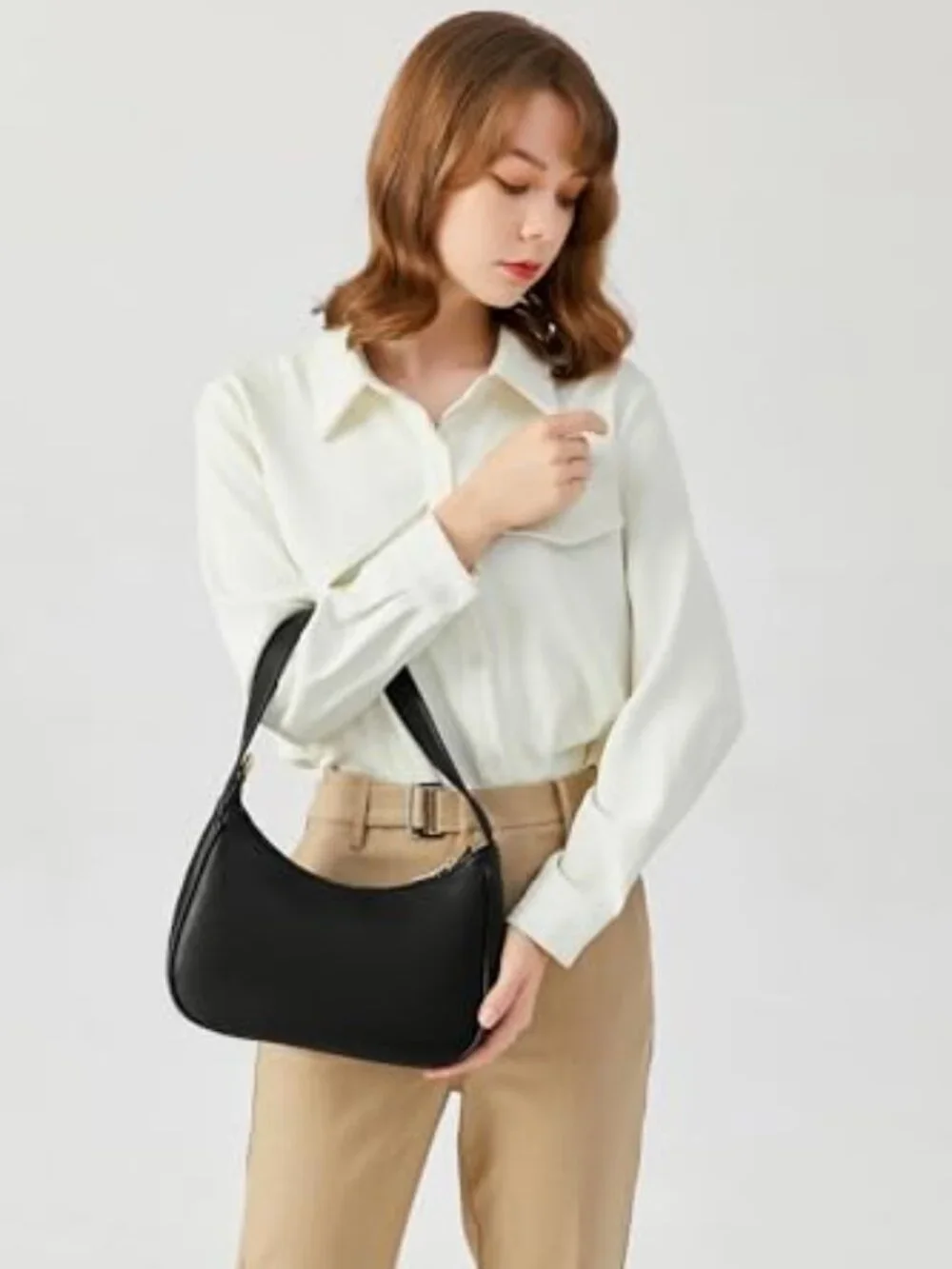 PU Leather Hobo Shoulder Bag with Zipper Closure, Mini Clutch Purse